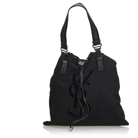 ysl black canvas tote bag